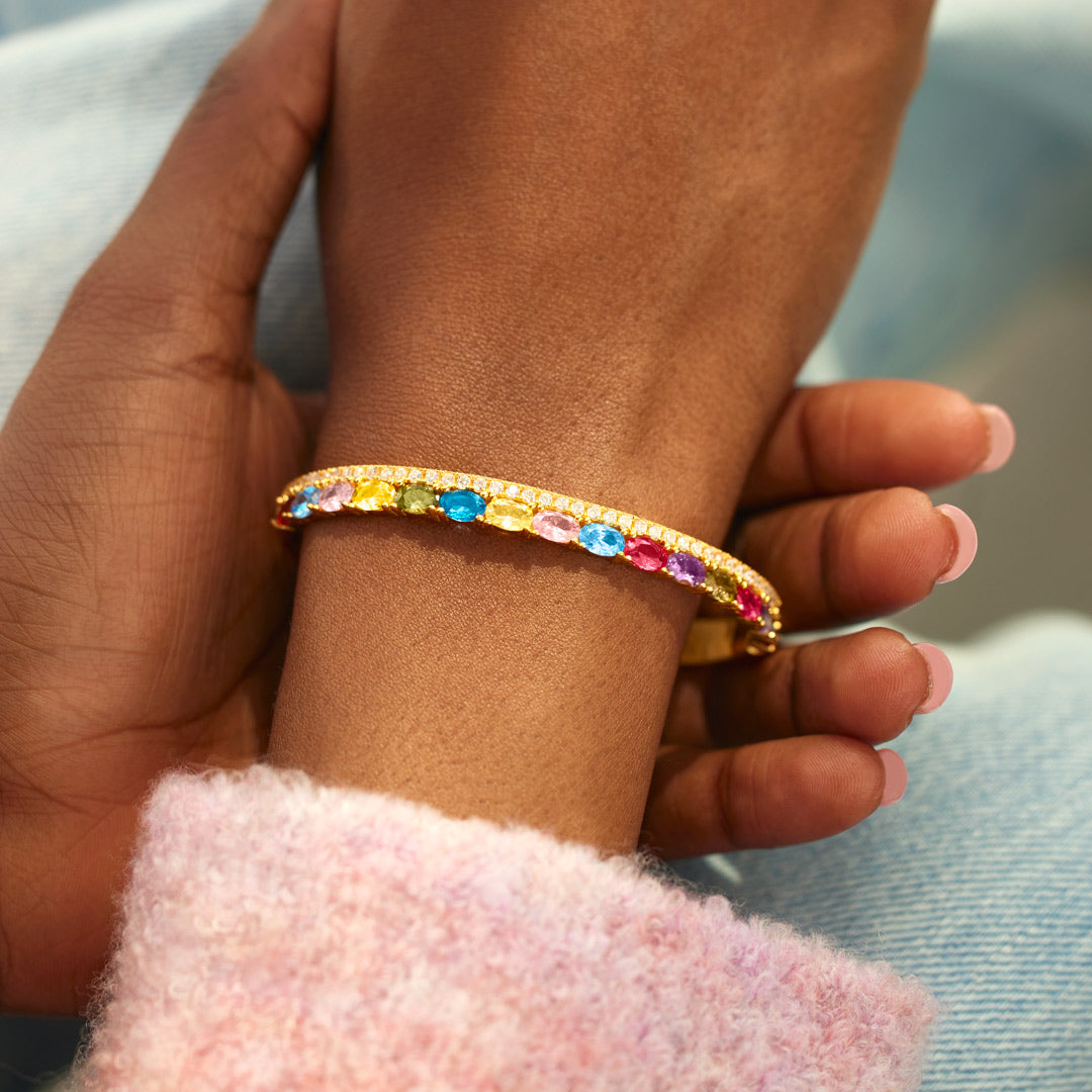 Beautiful Family 1-14 Oval Birthstone Bangle