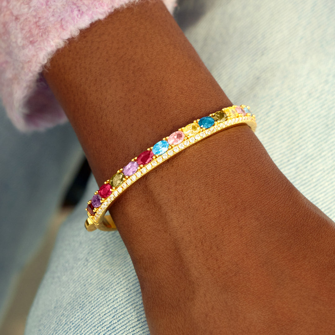 Beautiful Family 1-14 Oval Birthstone Bangle