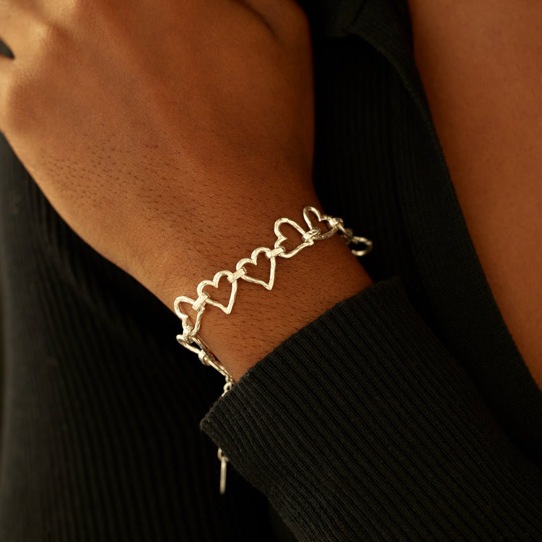 I am Loved Hammered Heart Bracelet