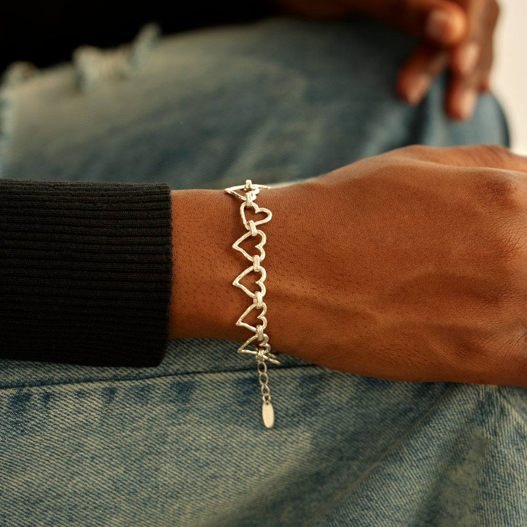 I am Loved Hammered Heart Bracelet