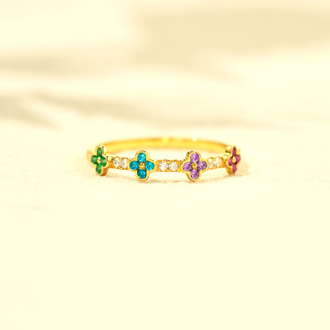 Mama's Lucky Charms 1-5 Birthstones Clover Ring
