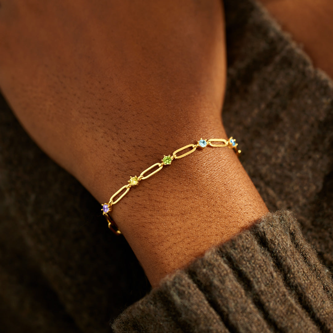 Forever Linked Together 1-6 Birthstone Chain Link Bracelet