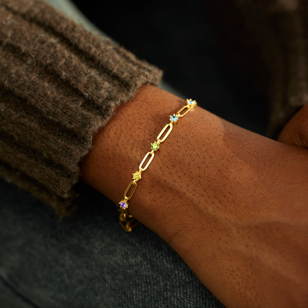 Forever Linked Together 1-6 Birthstone Chain Link Bracelet