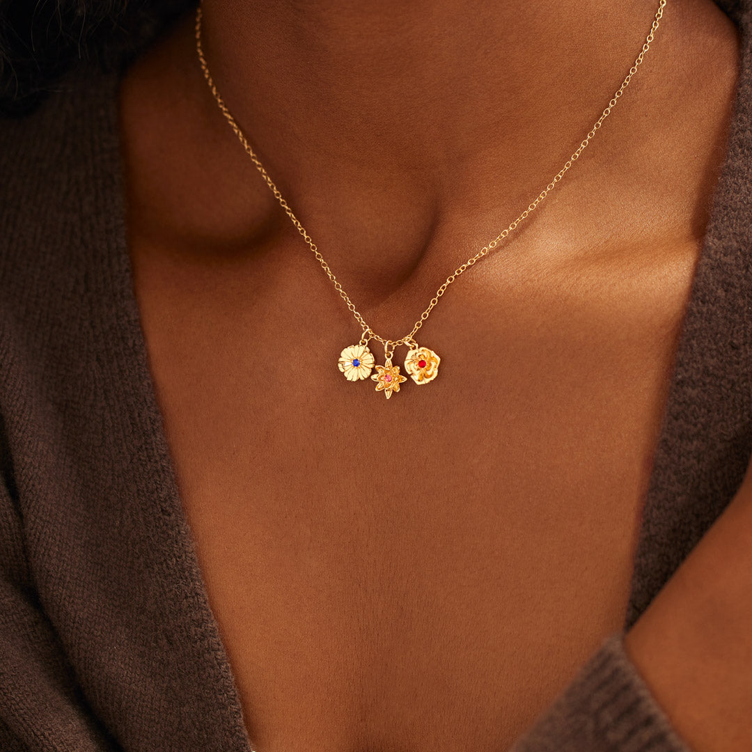 Nana's Valentines 1-12 Three-Dimensional Birth Flowers Necklace