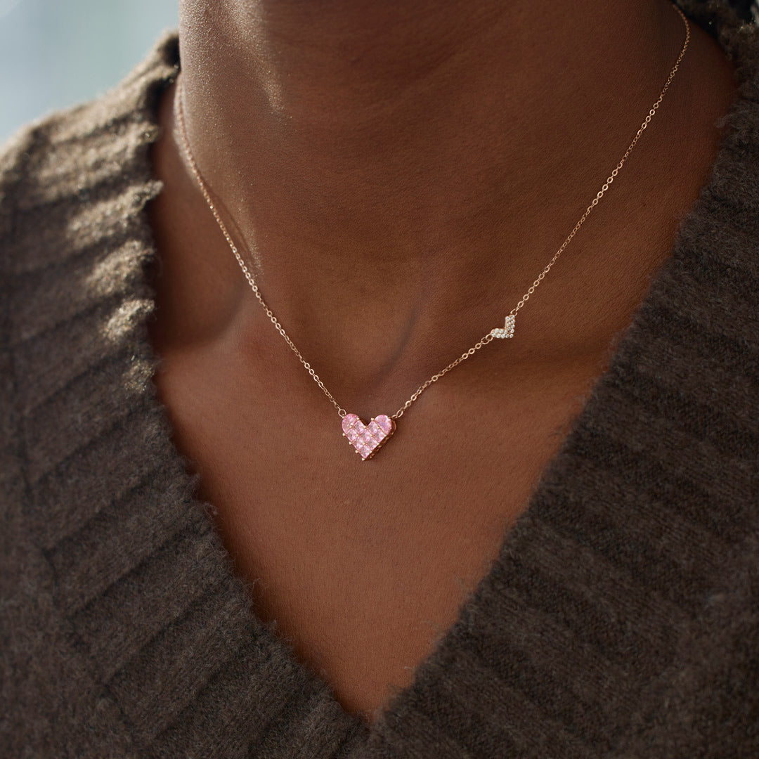 Our Heartstrings Are Linked By Angels Square Hearts Necklace