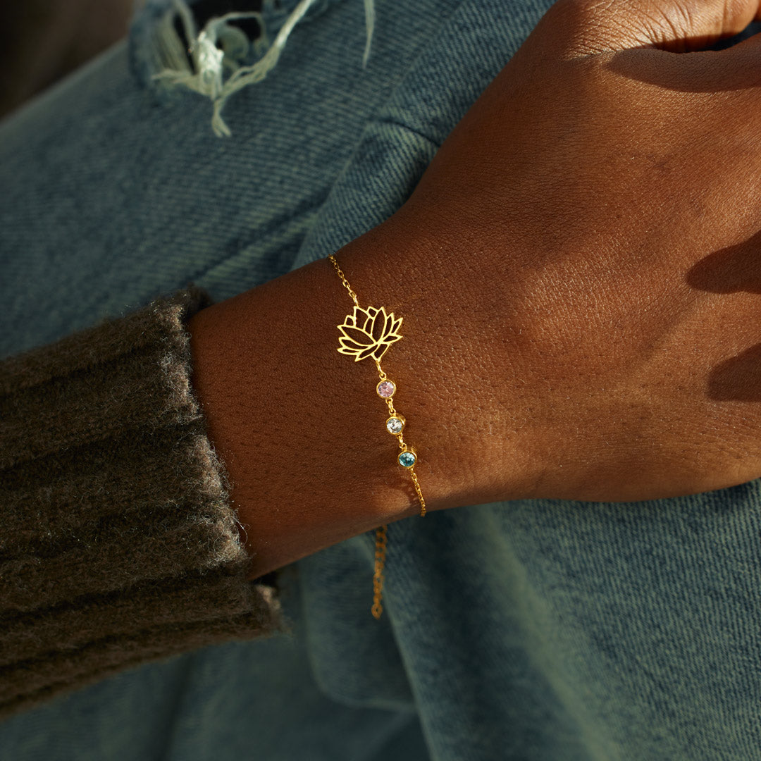 1-10 Birthstones Lotus Bracelet