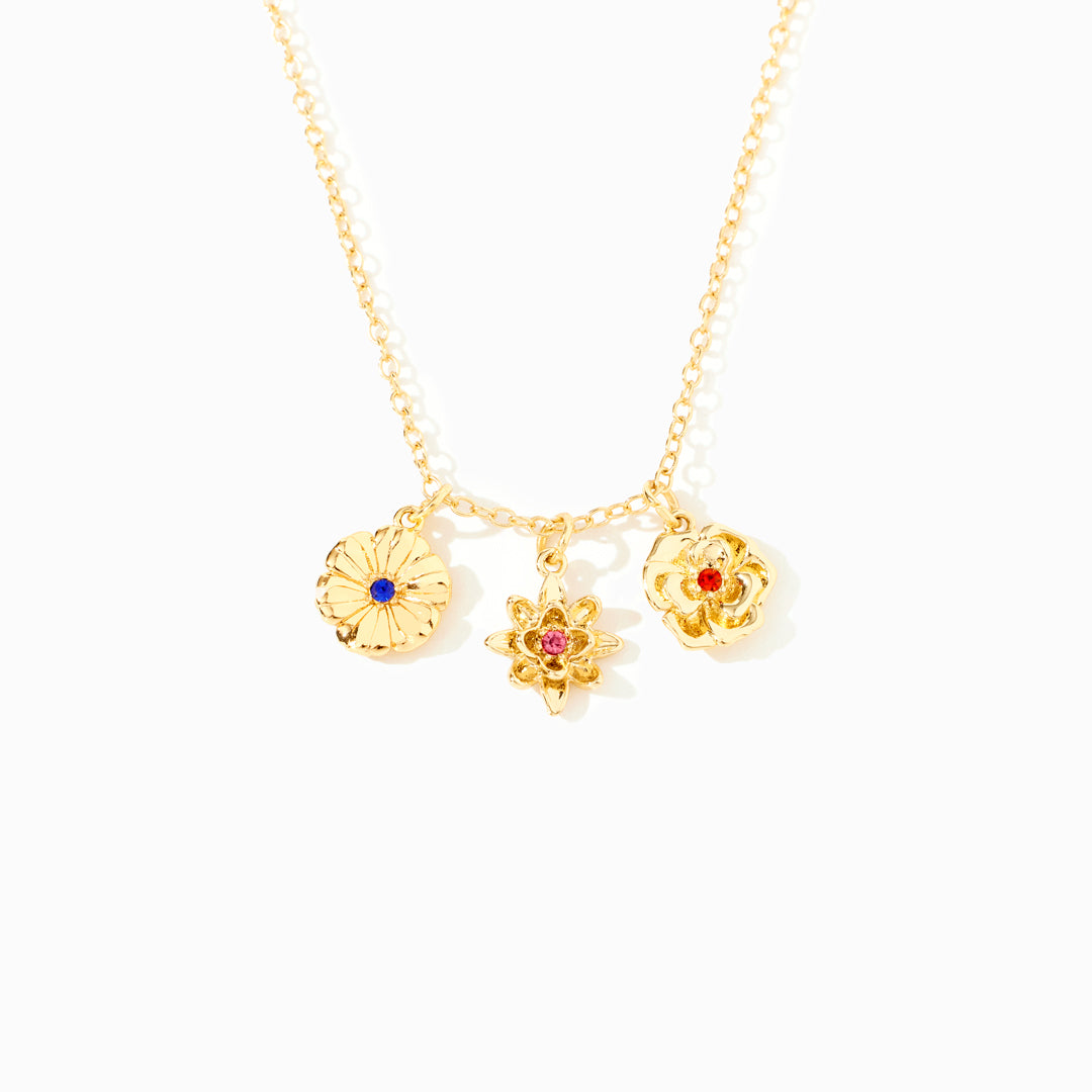 Nana's Valentines 1-12 Three-Dimensional Birth Flowers Necklace