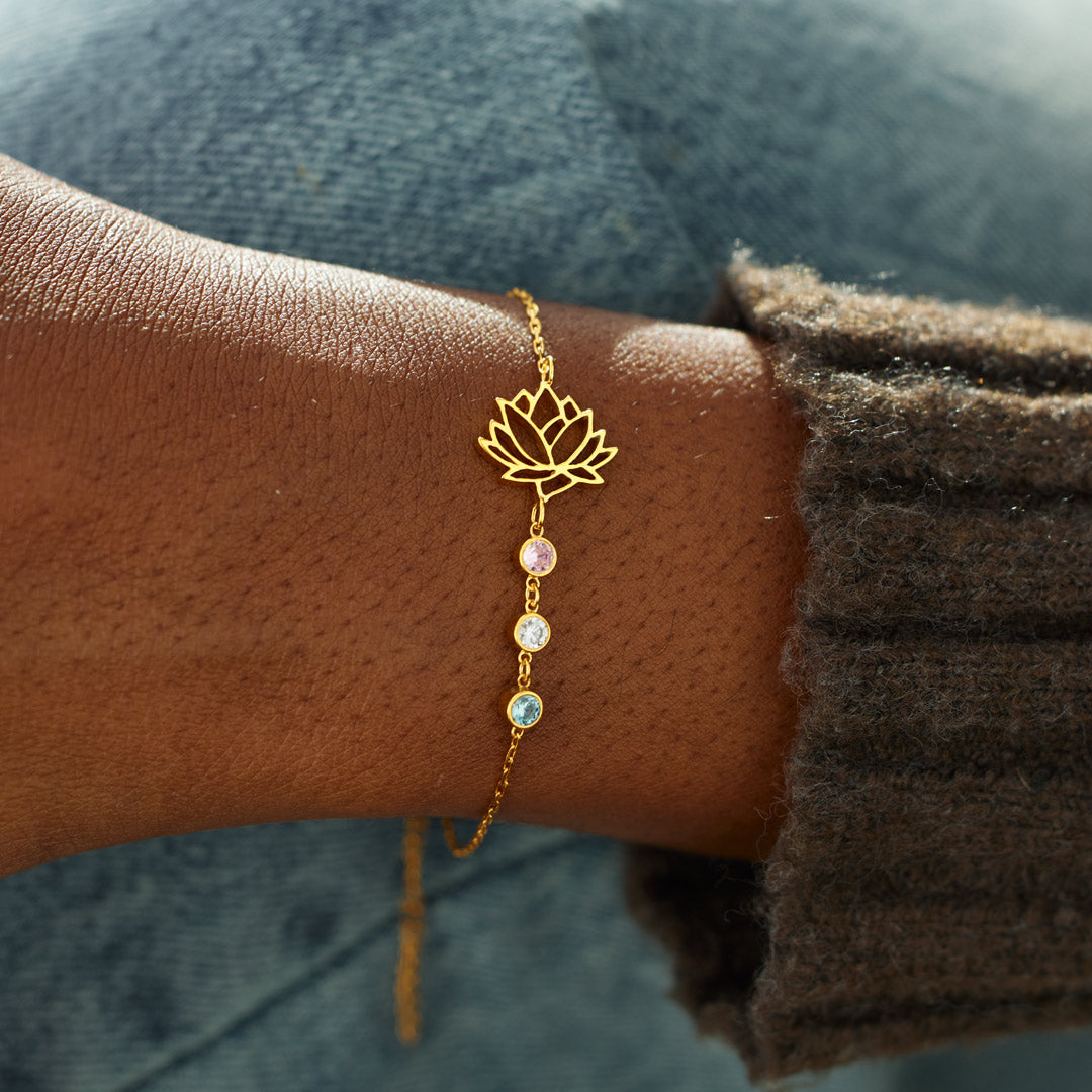 1-10 Birthstones Lotus Bracelet