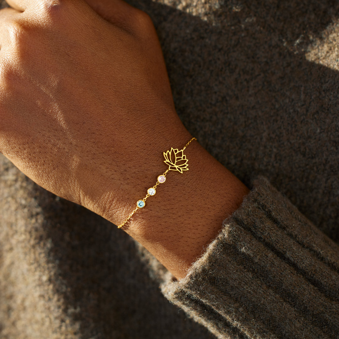 1-10 Birthstones Lotus Bracelet