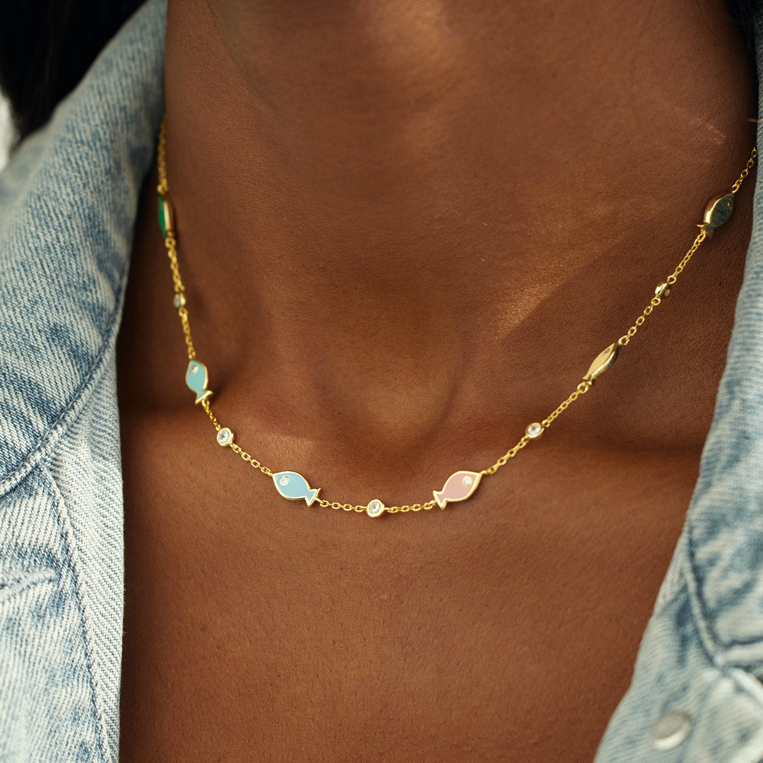 Multihued Fish Necklace
