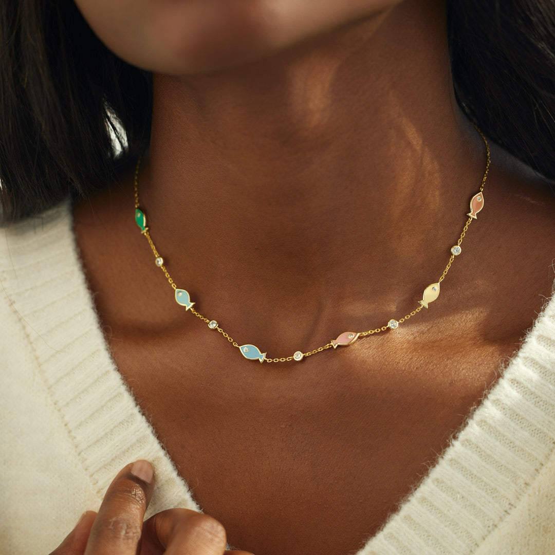 Multihued Fish Necklace