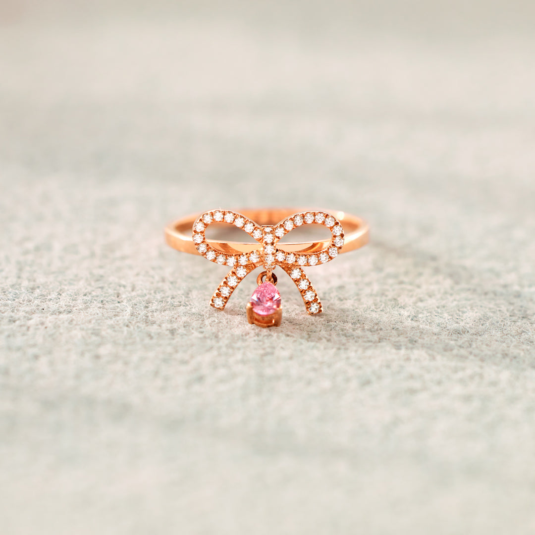 Sterling Silver Bow Ring With Rose Gold Plating