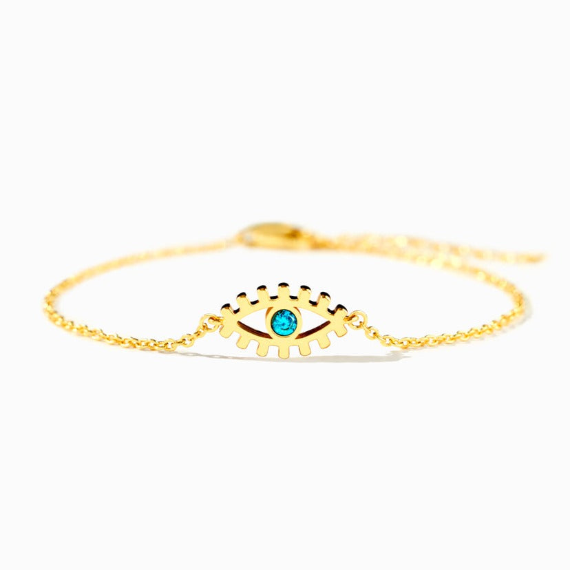Blue Evil Eye Gold Bracelet