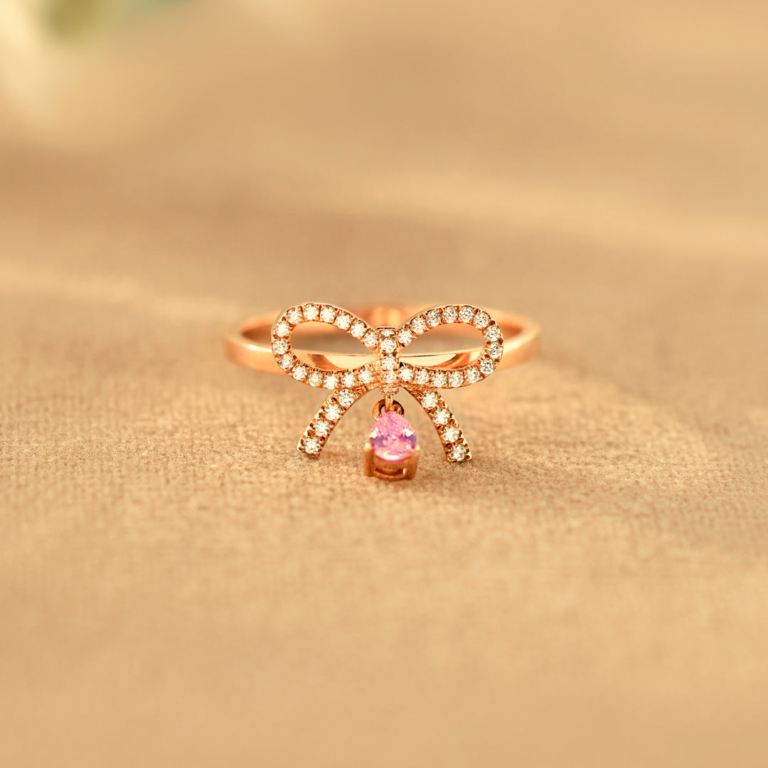 Sterling Silver Bow Ring With Rose Gold Plating