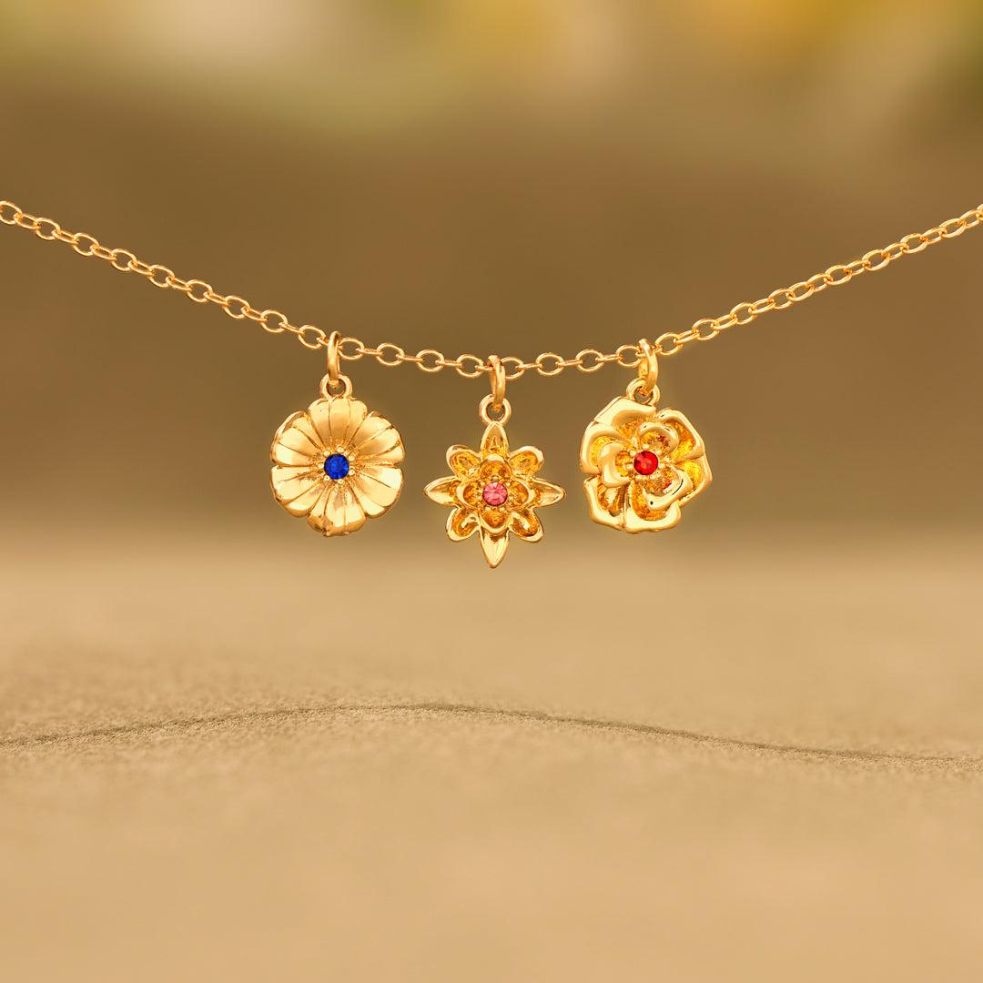Mama's Valentines 1-12 Three-Dimensional Birth Flowers Necklace