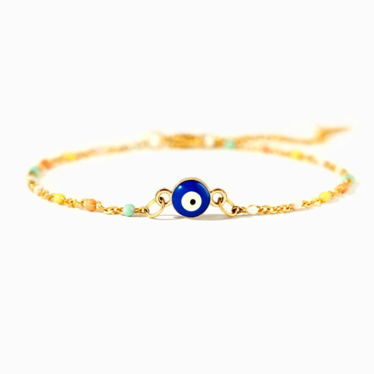 Color Beaded Blue Evil Eye Bracelet