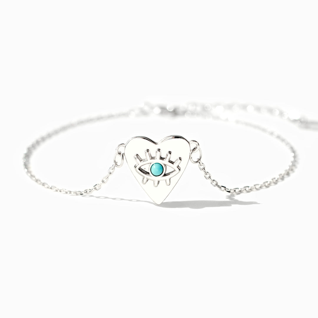 Turquoise Evil Eye Heart Bracelet