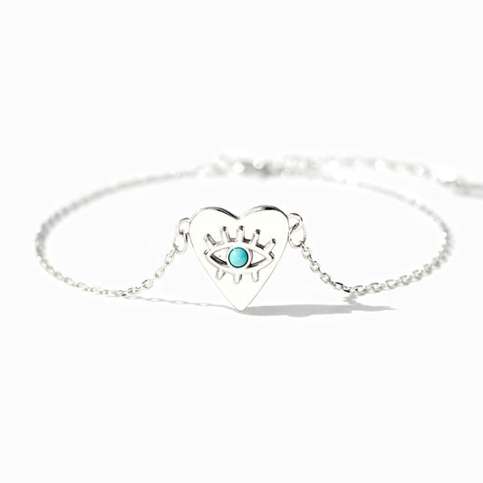 Turquoise Evil Eye Heart Bracelet