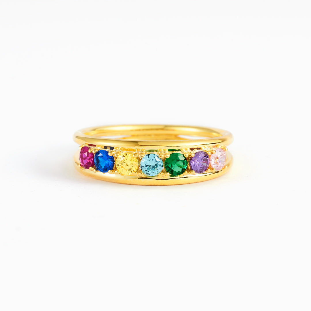 Grandma And 1-8 Grandkids Birthstones Blossom Ring