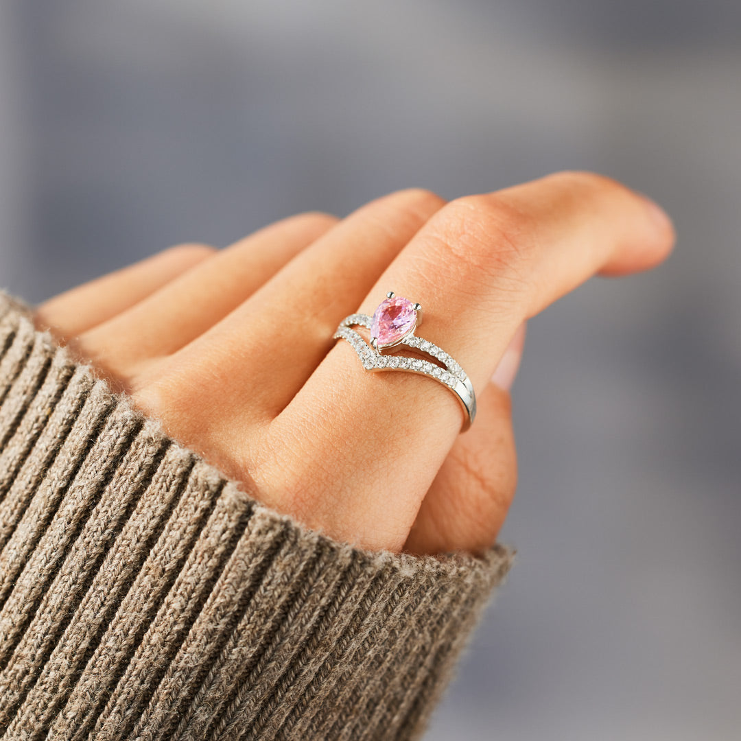Pear Cut Chevron Ring