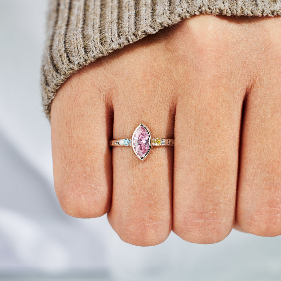 1-8 Names & Birthstones Marquise Ring