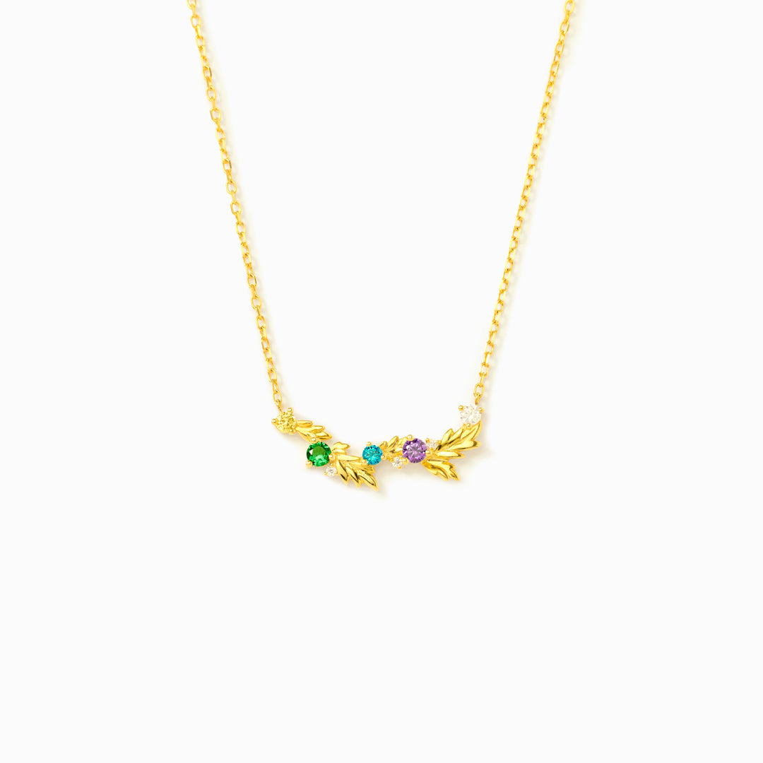 Nana's Gem on the Family Branch 1-6 Birthstones Leaf Necklace