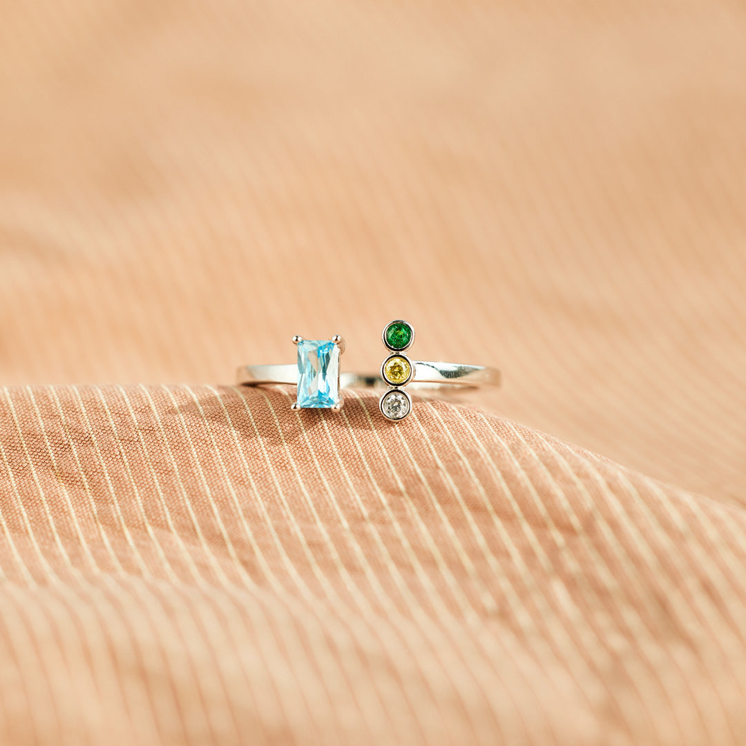 Mom And 1-5 Kids Birthstone Ring