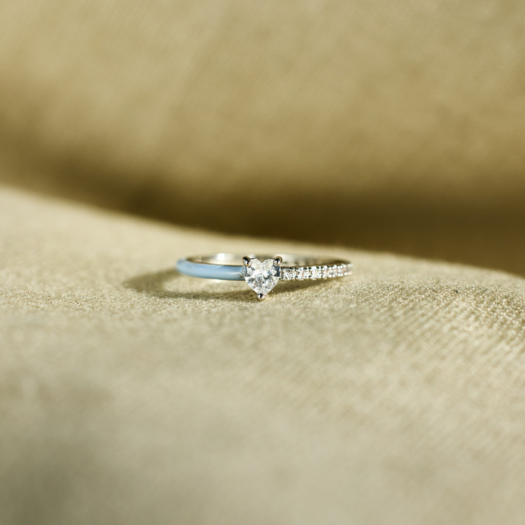 Not Perfect But Loyal Heart-Cut Half Enamel Ring