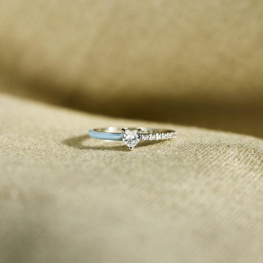 Not Perfect But Loyal Heart-Cut Half Enamel Ring