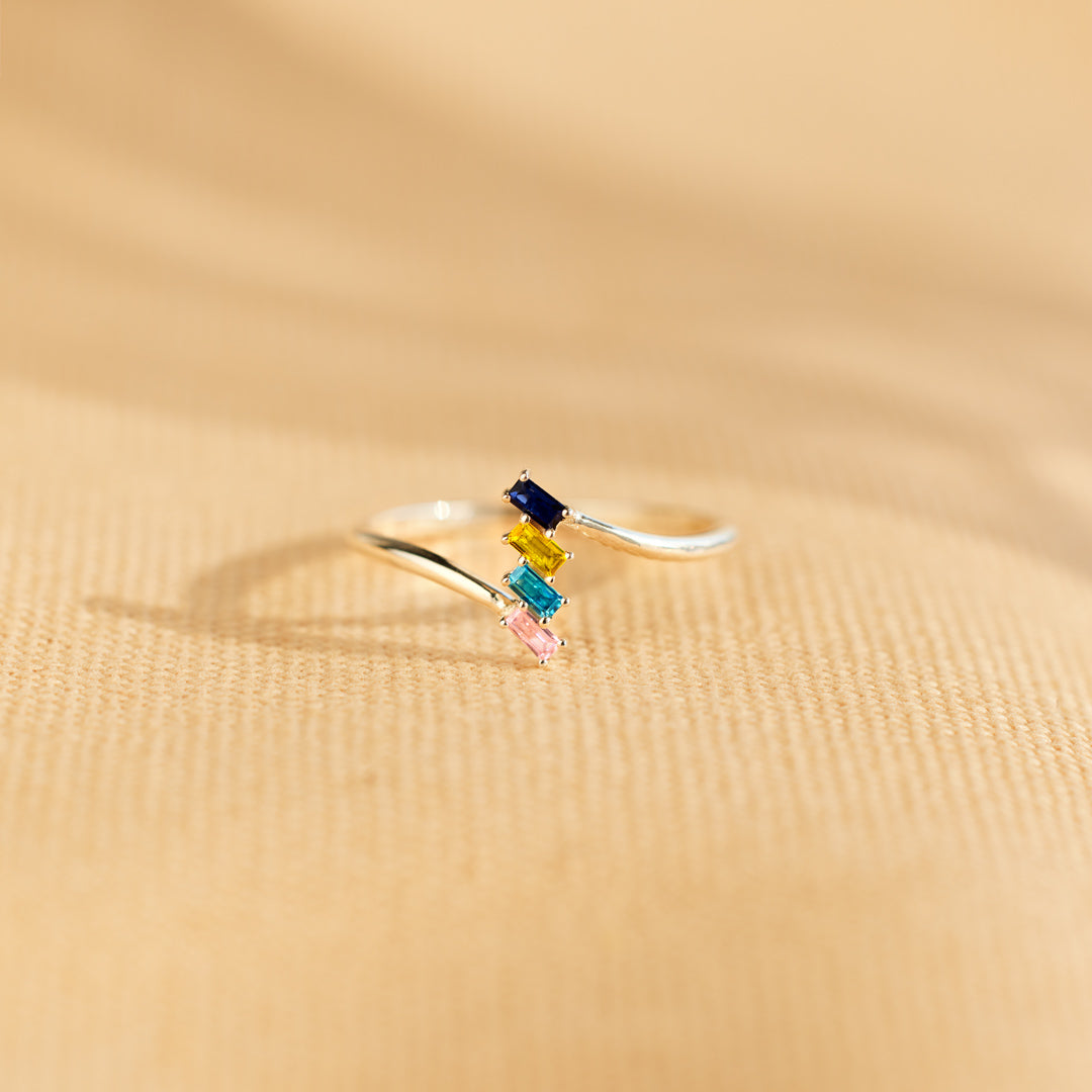 1-5 Birthstones Baguette Cut Ring