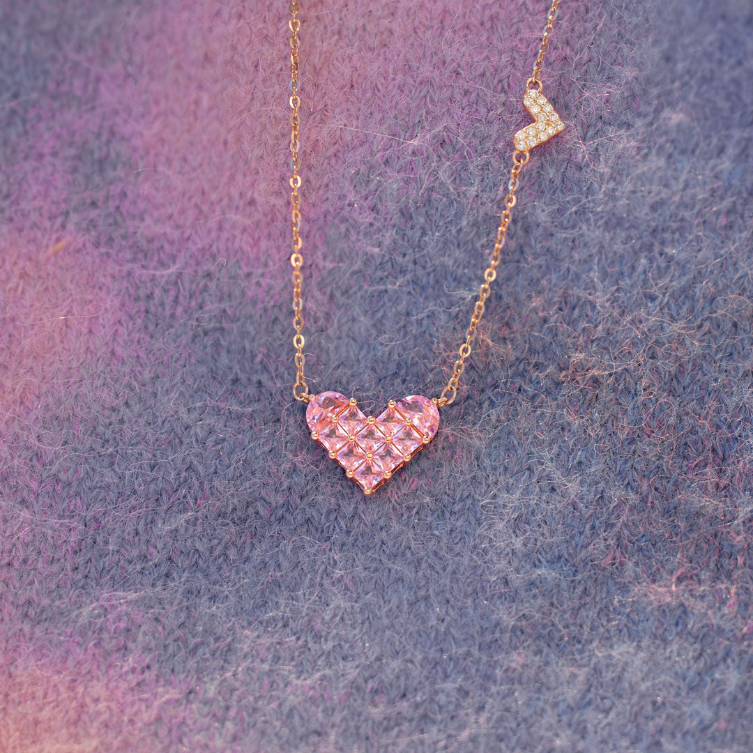 Our Heartstrings Are Linked By Angels Square Hearts Necklace