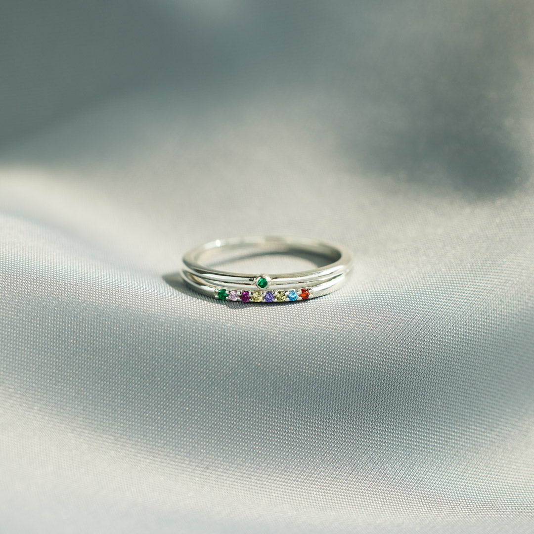 2-9 Birthstones Double Row Ring