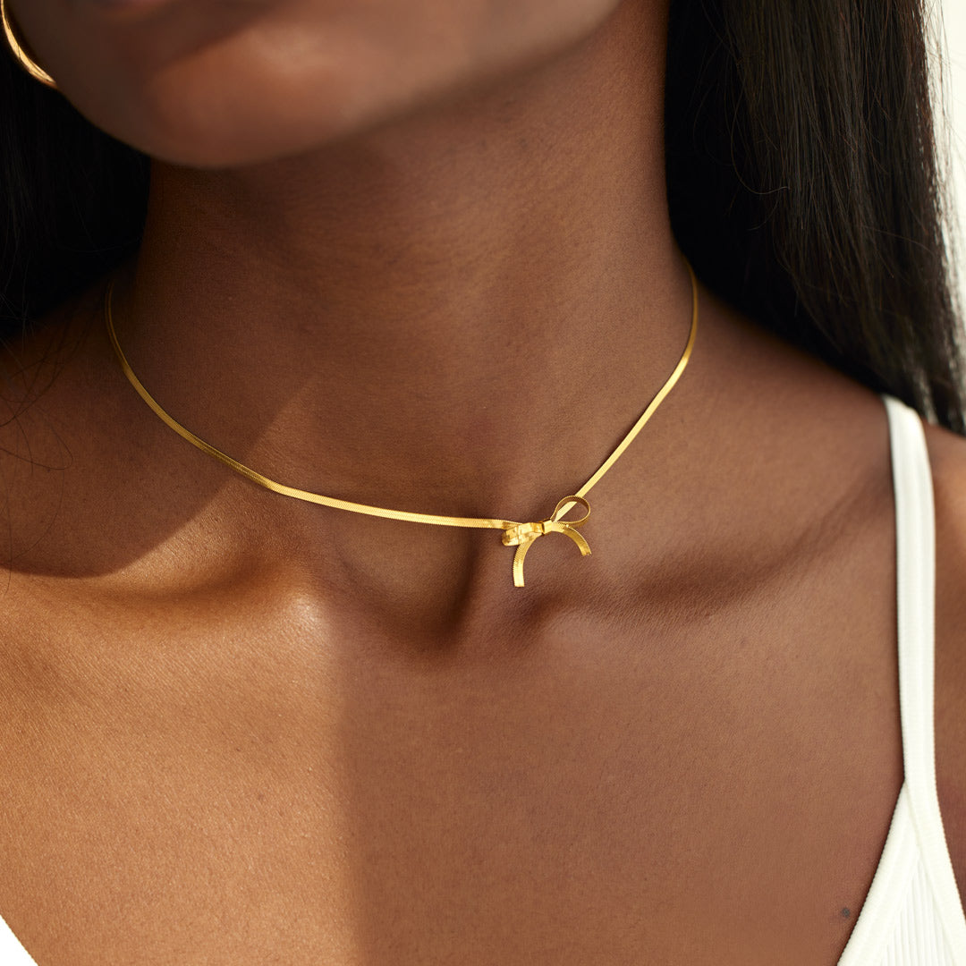 Bow Tie Herringbone Necklace