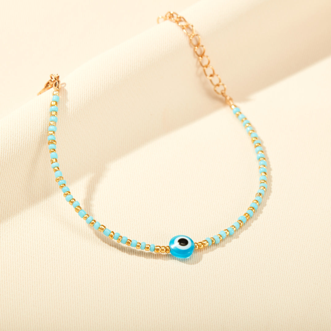 Evil Eye Beaded Metal Bracelet