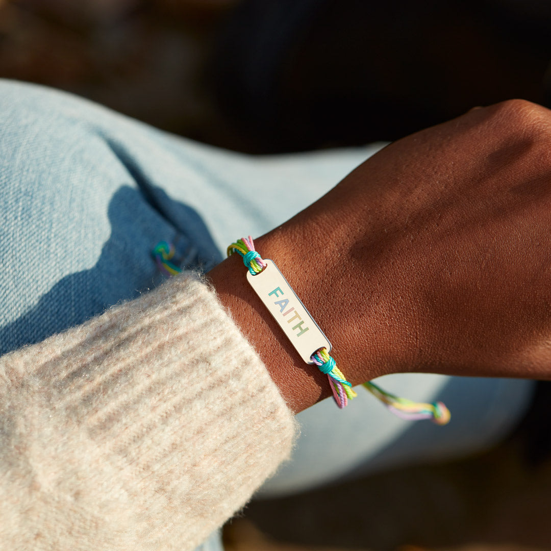 Enamel Mantra Bar Bracelet