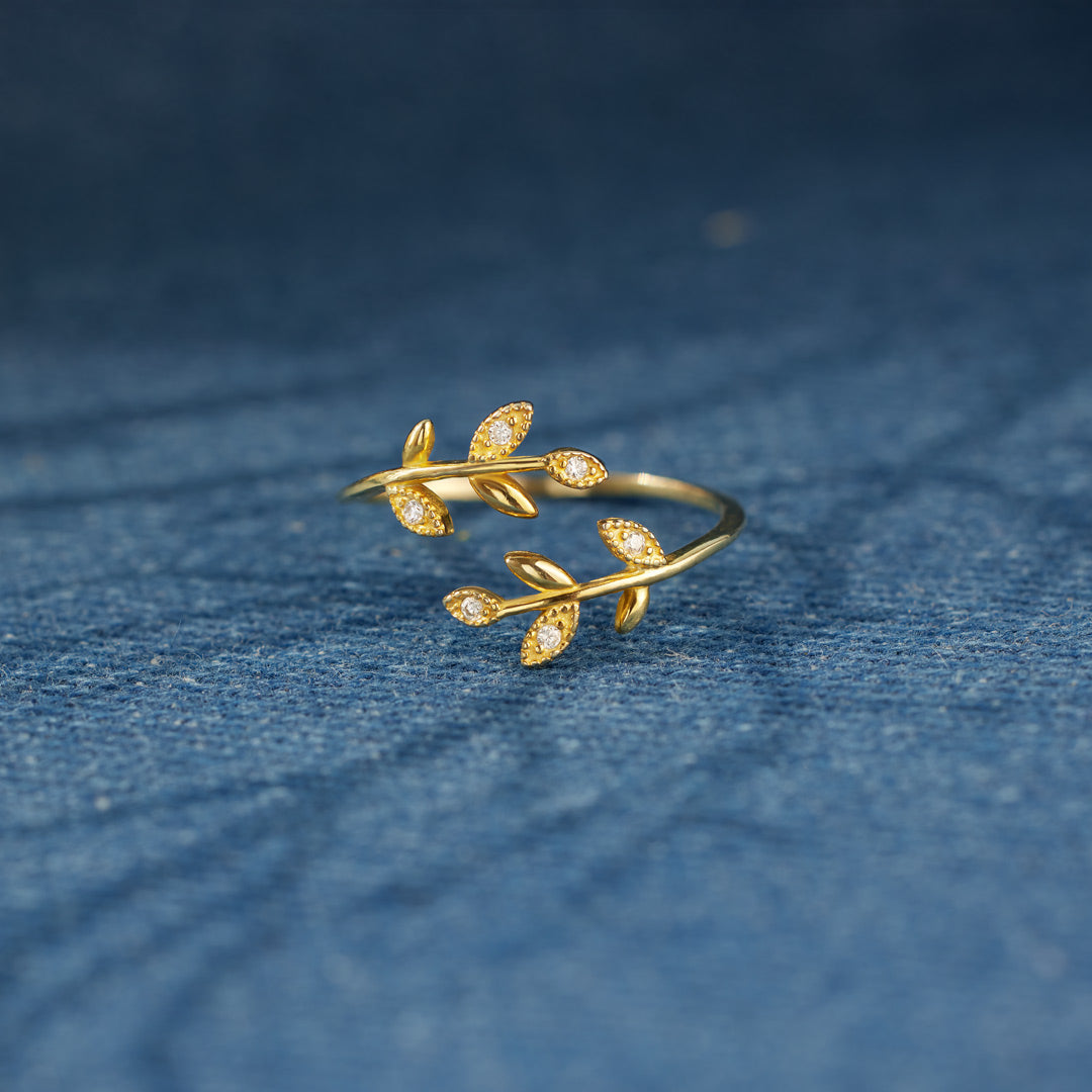 Grow Through What You Go Through Leaf Ring