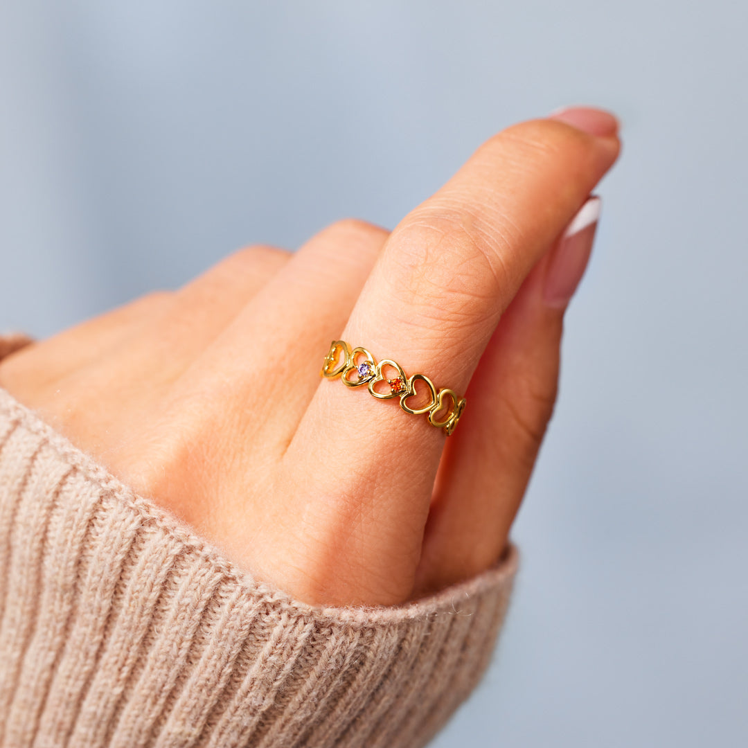 2-6 Birthstone Heart To Heart Ring Band