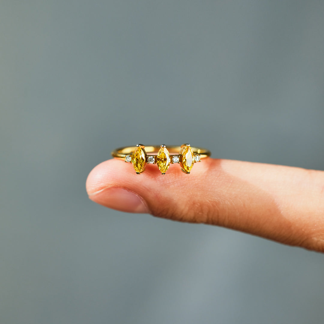 Past Present Future Triple Marquise Ring