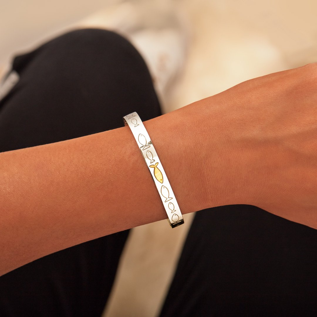 Swimming Against The Current Fish Bangle