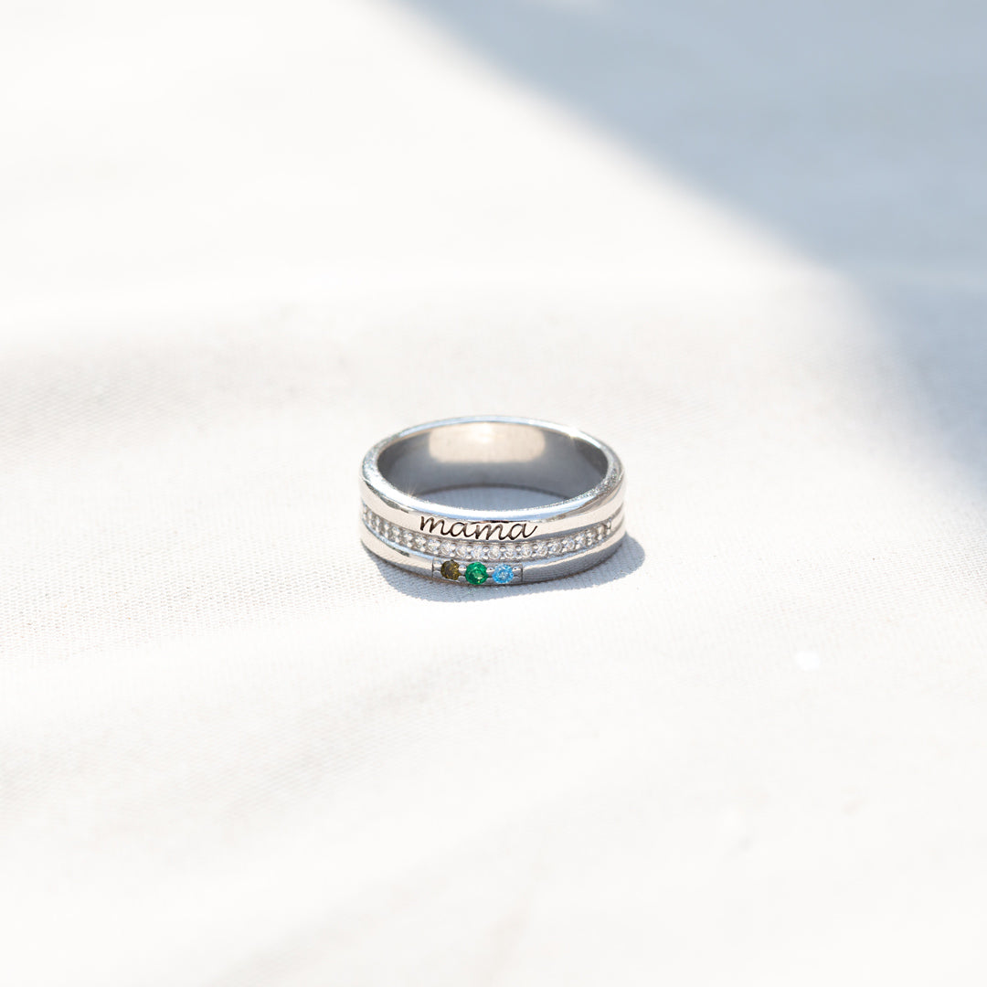 Personalized 1-8 Birthstones Mama Ring