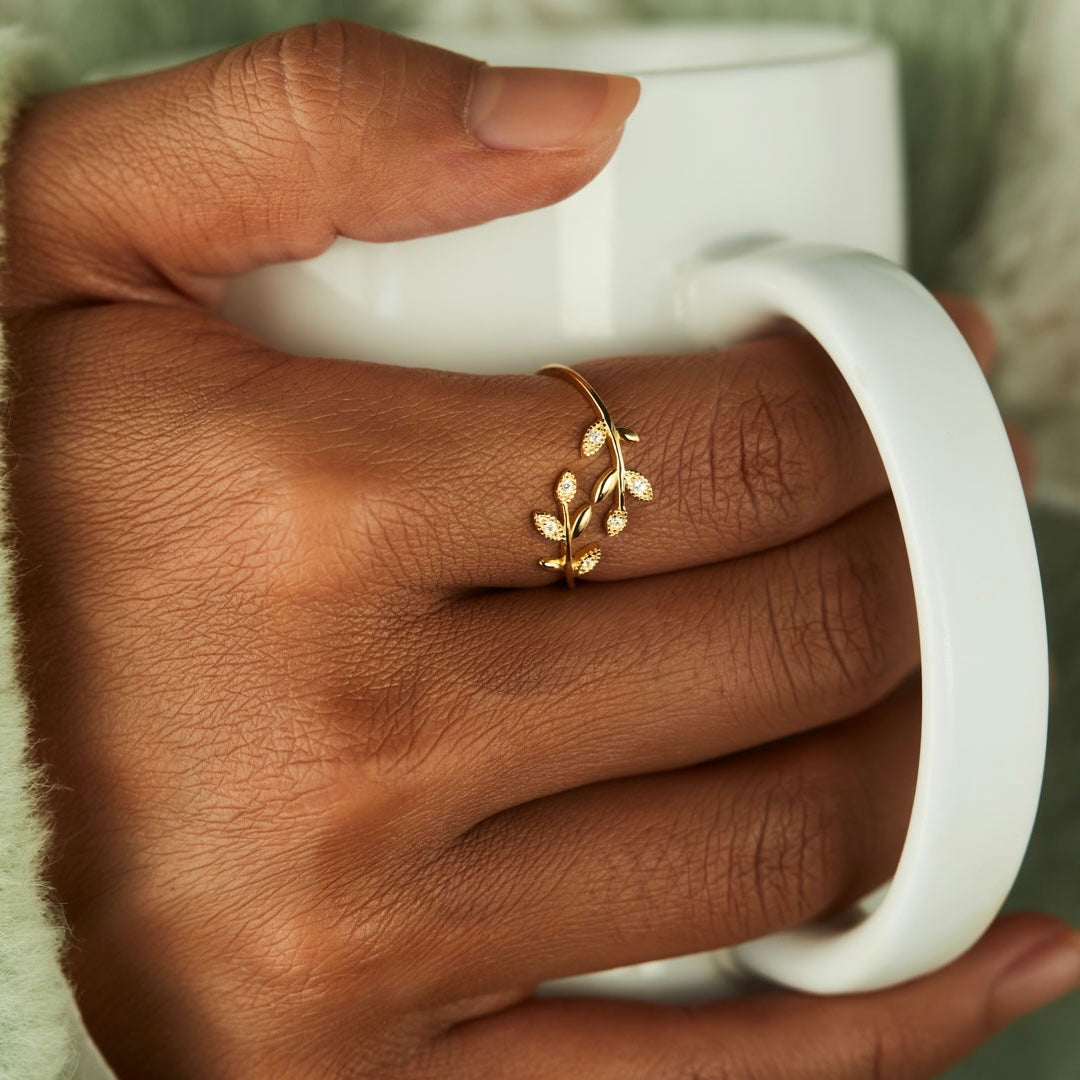 Grow Through What You Go Through Leaf Ring