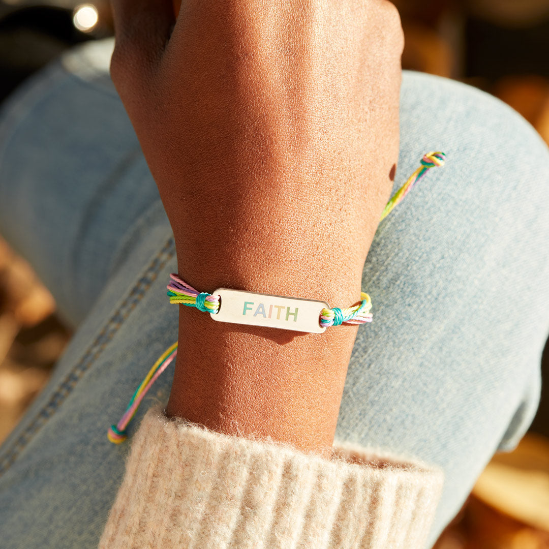 Enamel Mantra Bar Bracelet