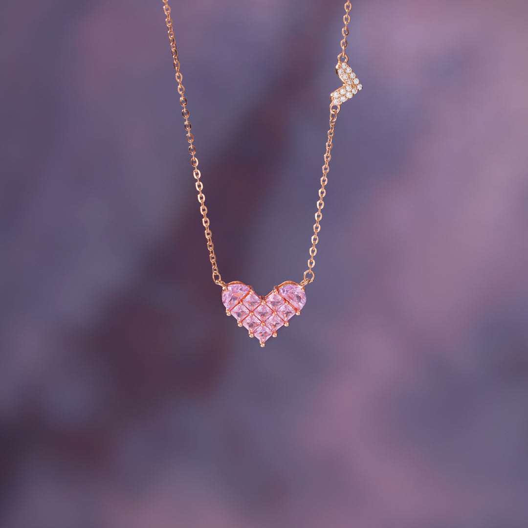 Our Heartstrings Are Linked By Angels Square Hearts Necklace