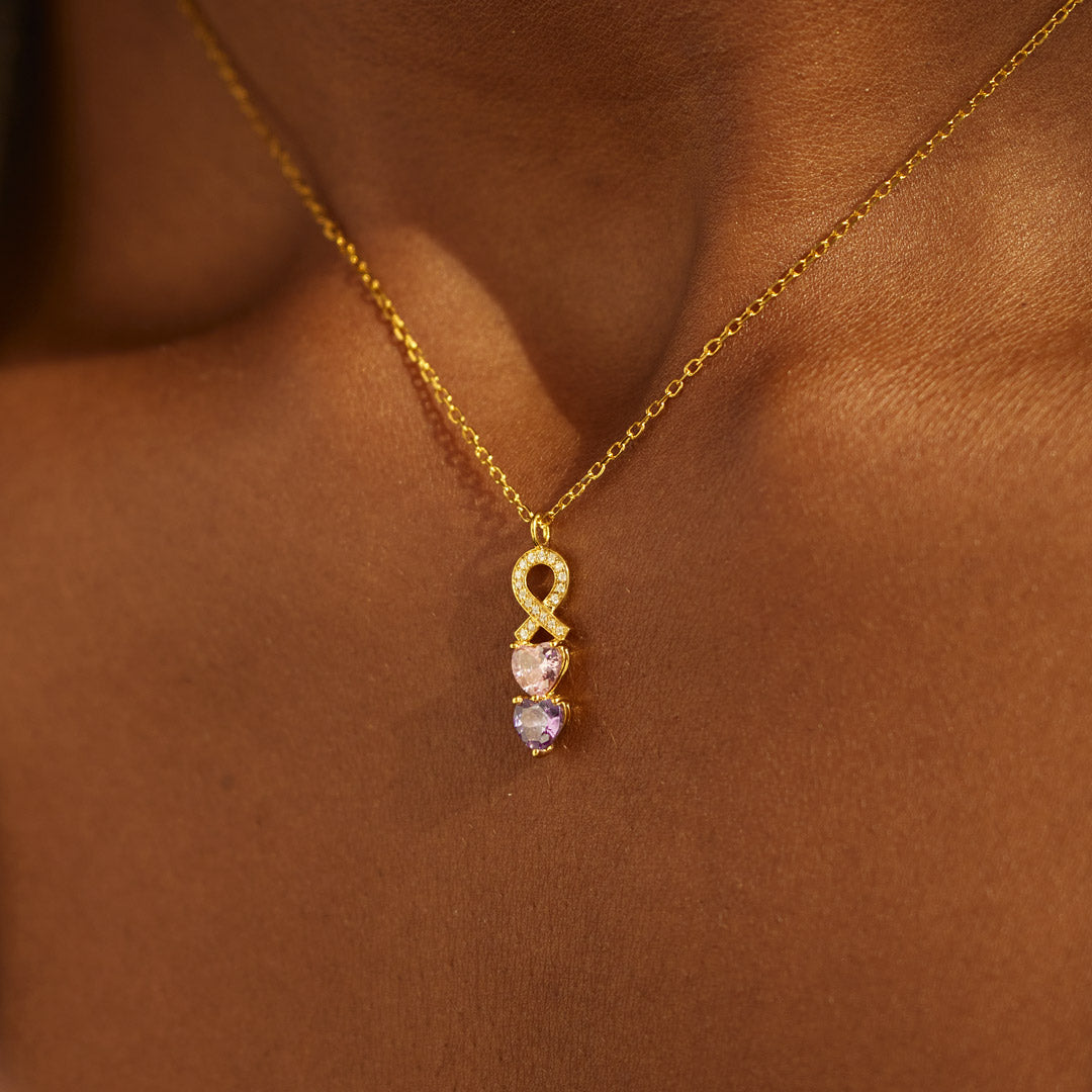 Forever Connected Together 1-8 Birthstones Linking Hearts Necklace