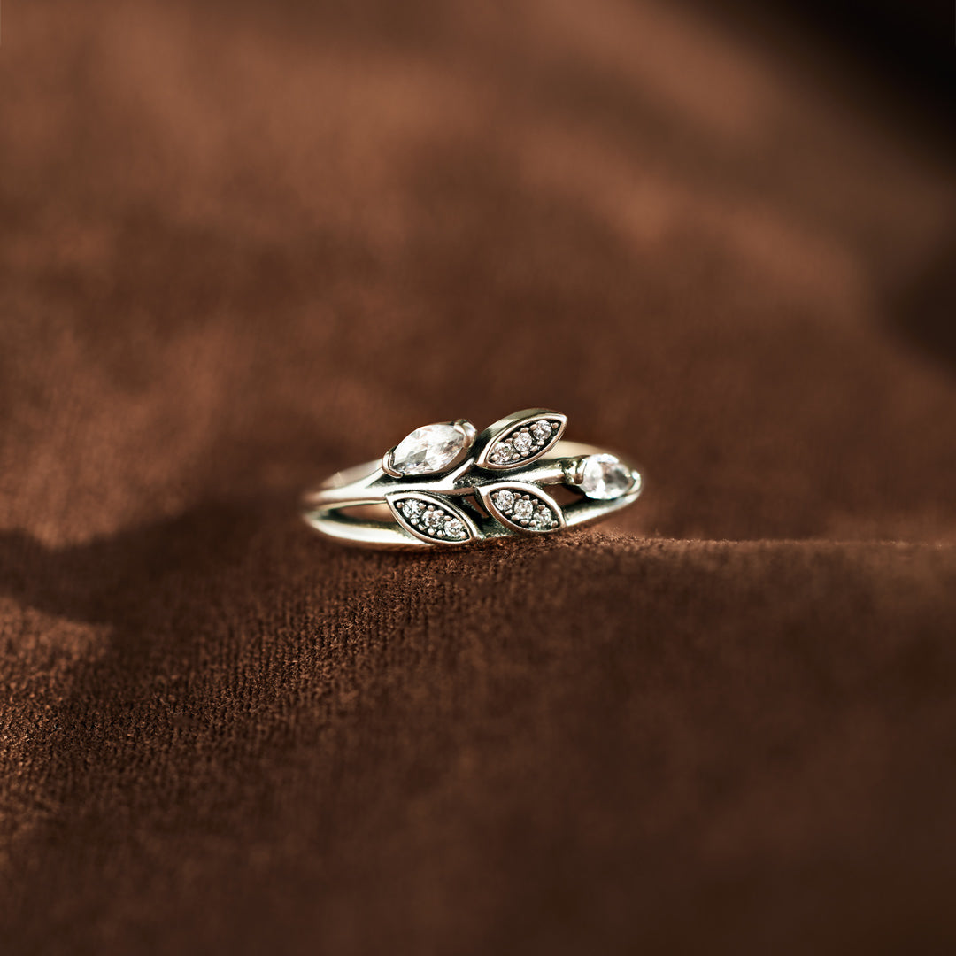 Grow Through What You Go Through Antique Leaf Ring