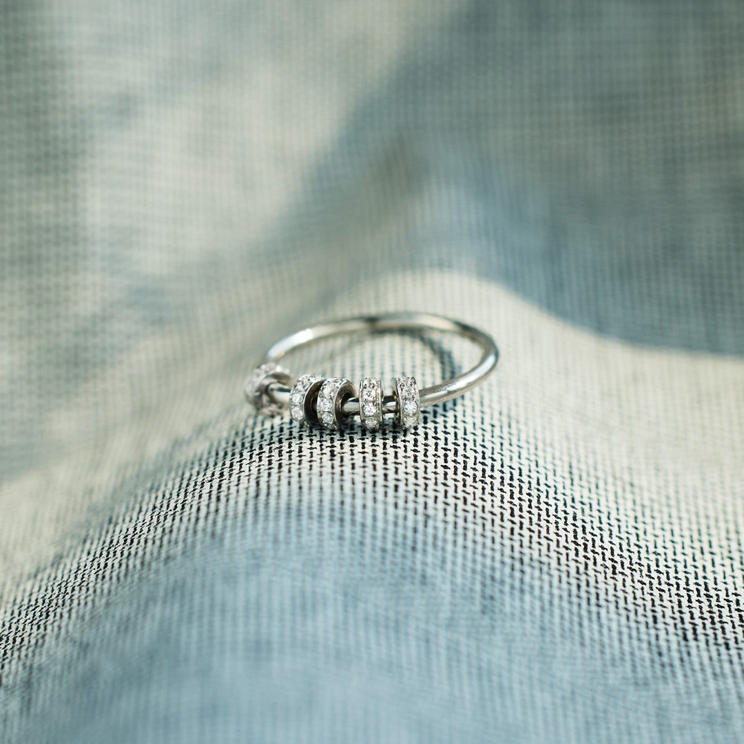 Sterling Silver Spinner Fidget Ring, Anxiety Ring For Women
