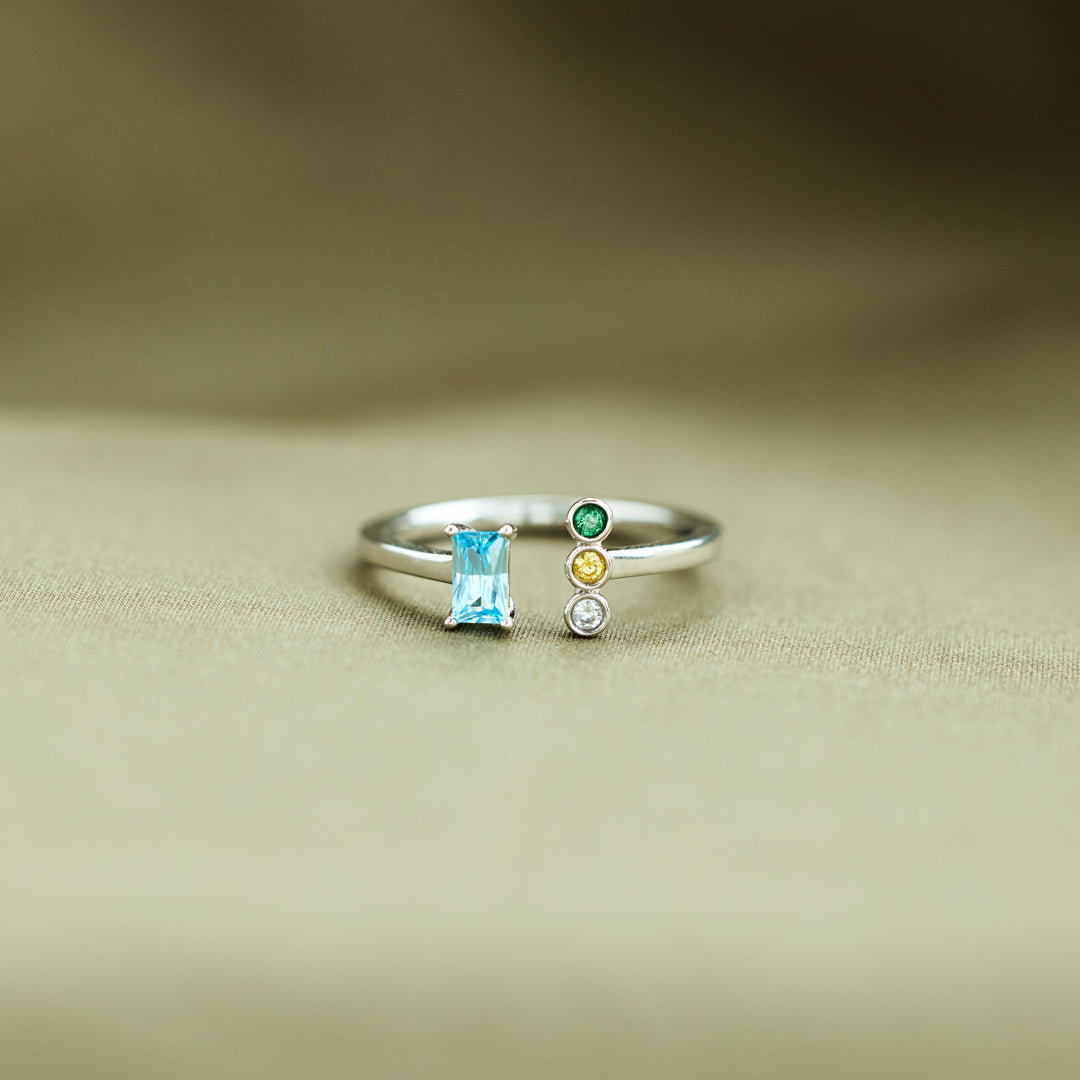 Mom And 1-5 Kids Birthstone Ring