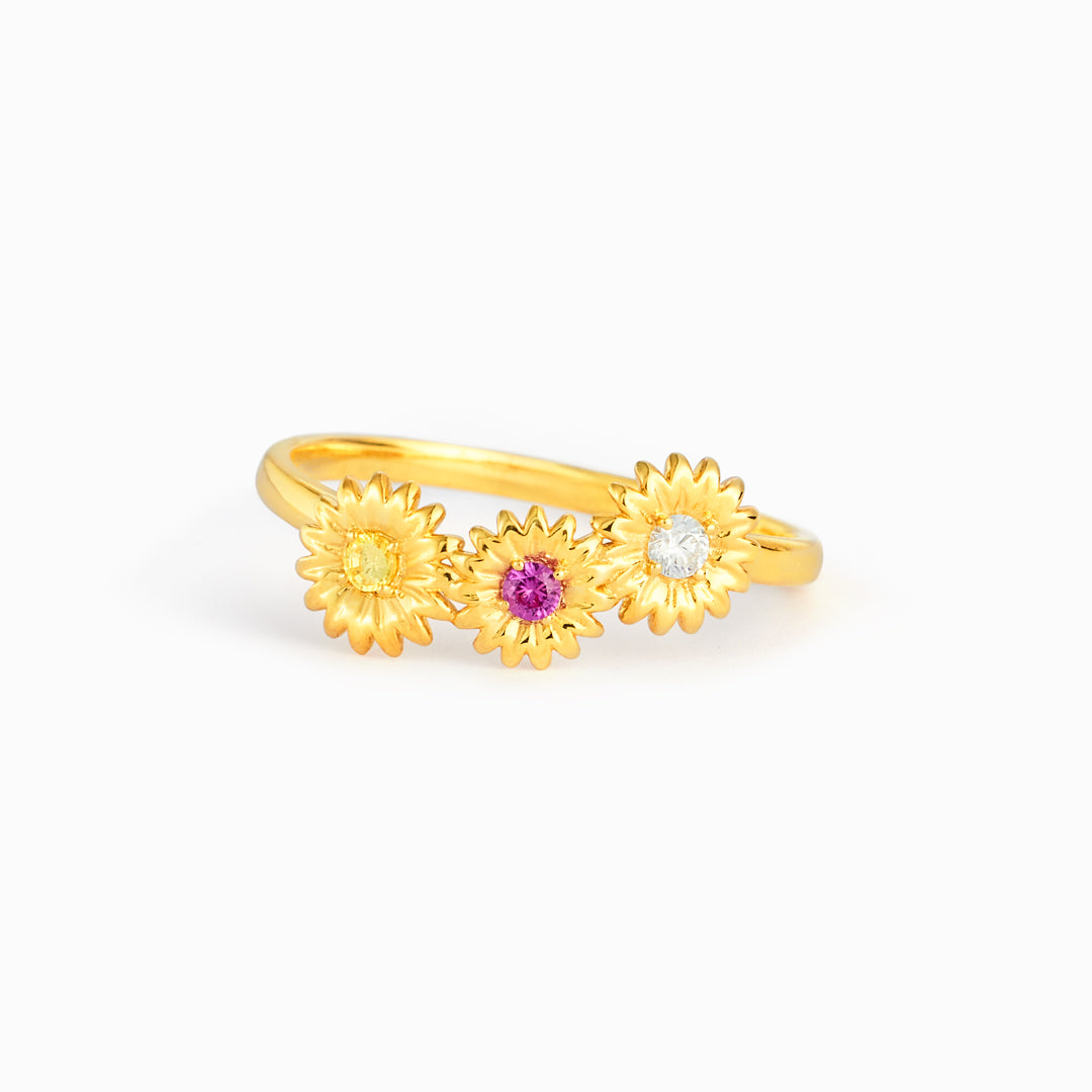 2-6 Birthstones Sunflower Ring