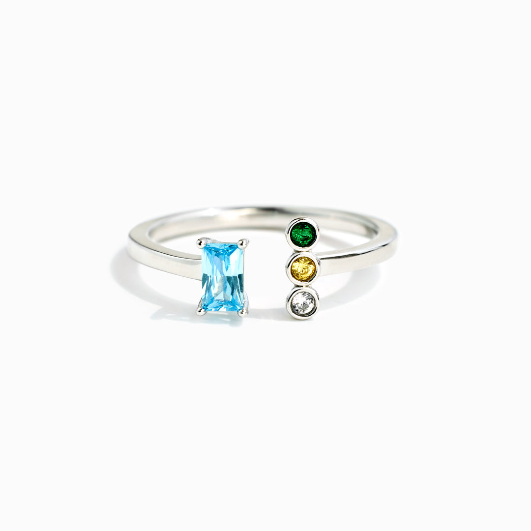 Mom And 1-5 Kids Birthstone Ring