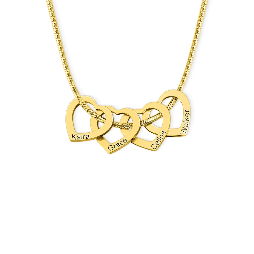 Personalized Heart Shaped Pendant Family Necklace